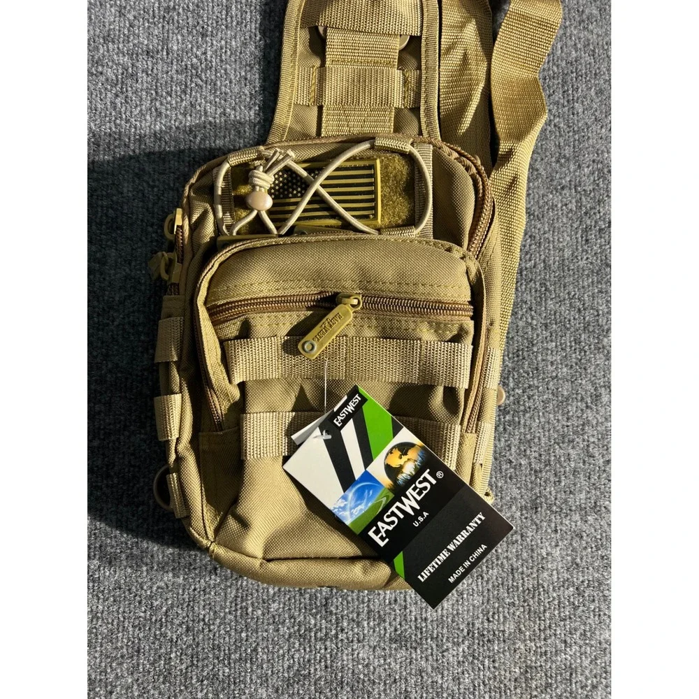 Eastwest USA Tactical Sling Bag Tan Coyote‎ Brown MOLLE Shoulder Pack New